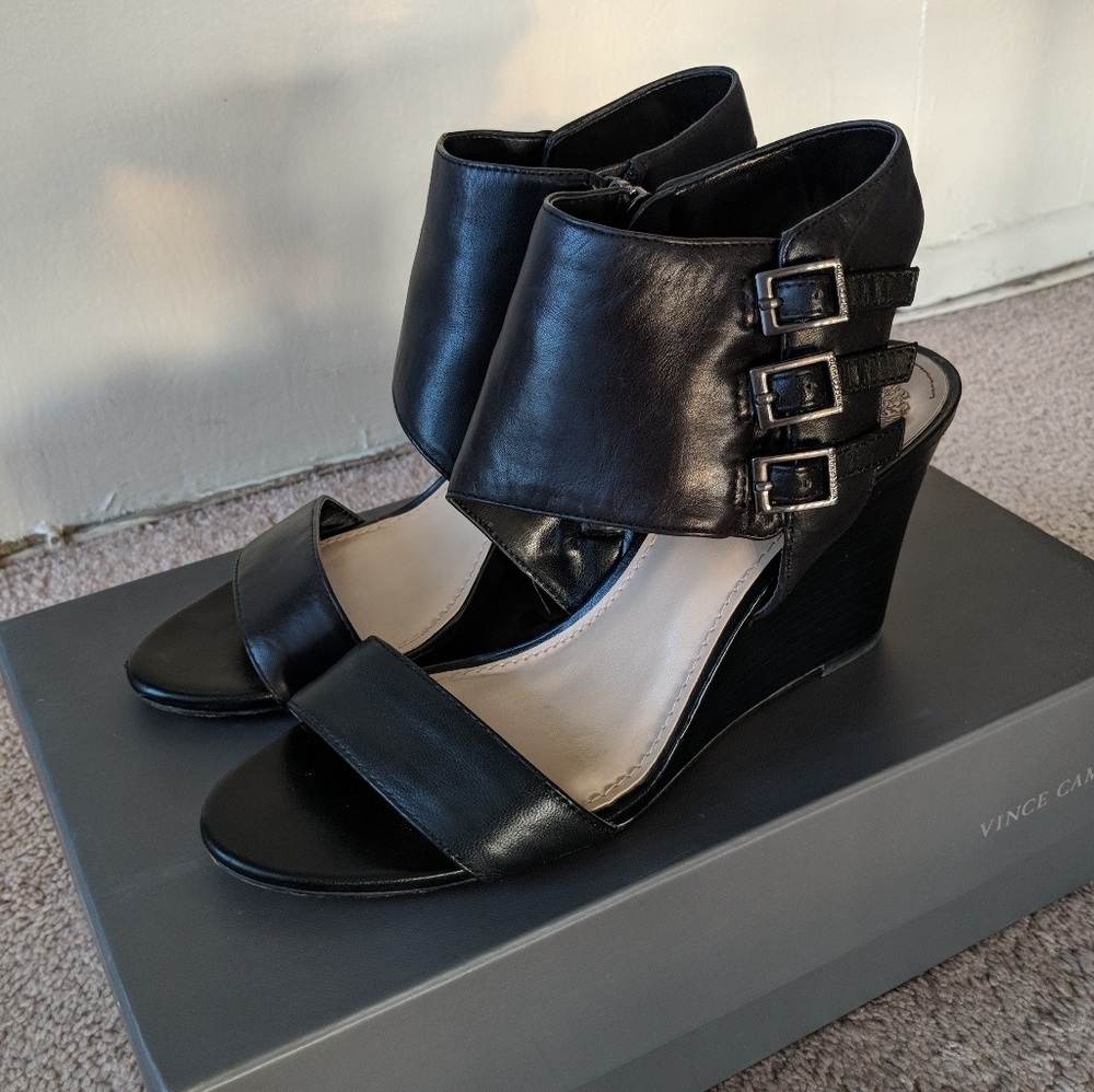 Black Vince Camuto sandal wedges